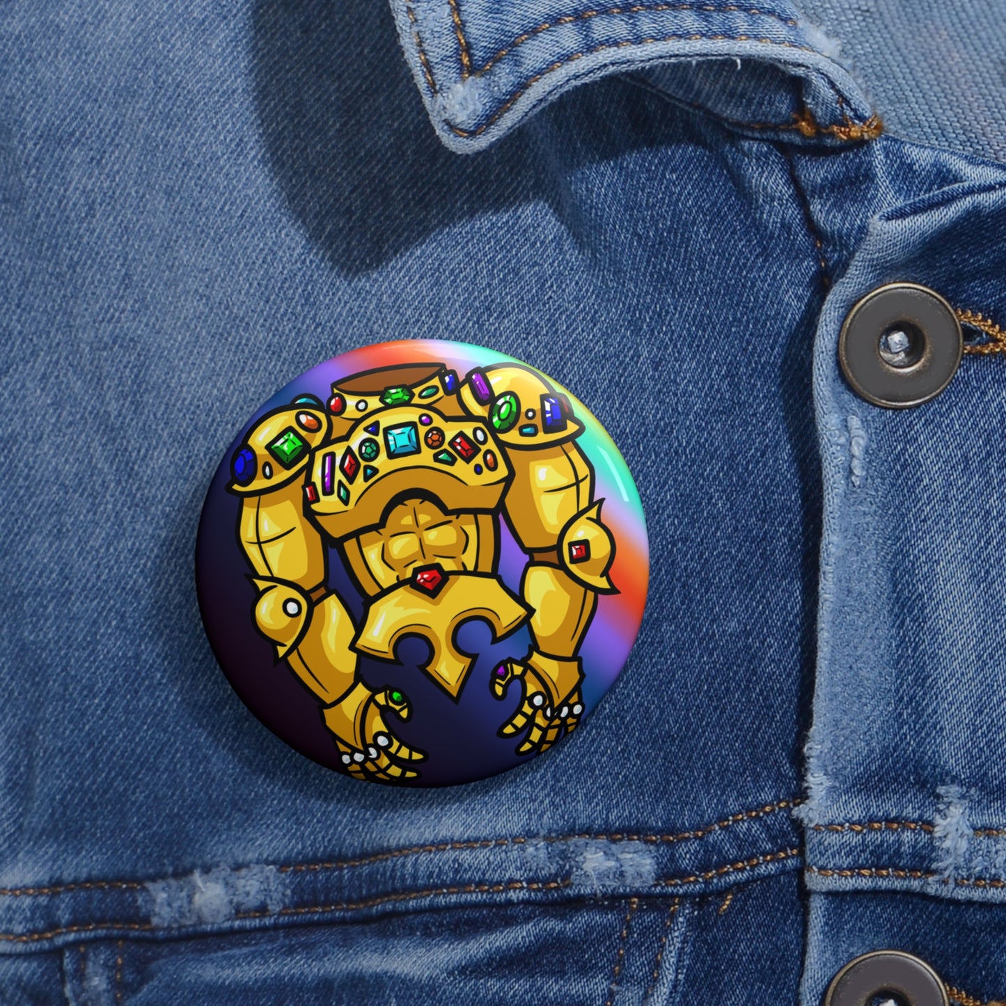 Gilded Mail of Greed Pin Button
