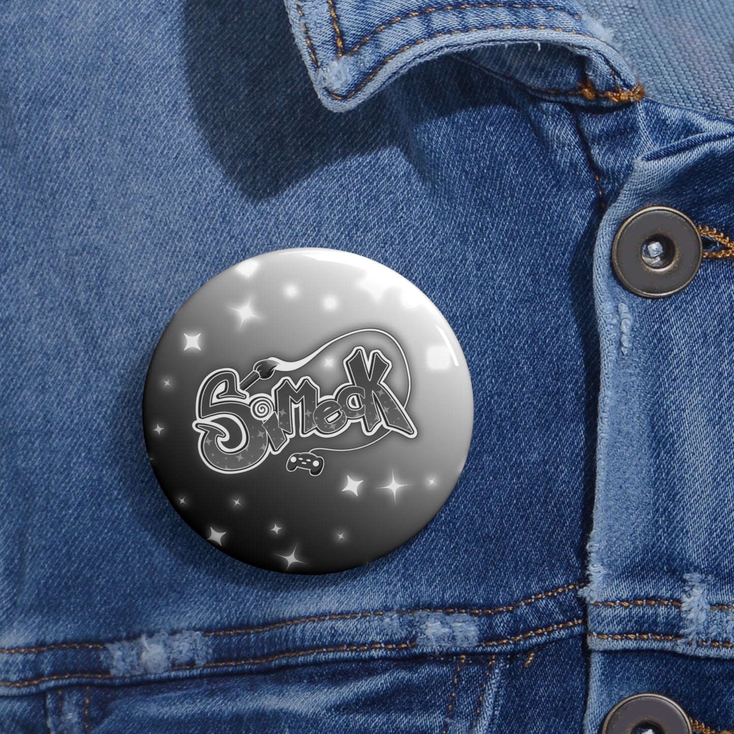 Simeck Black & White Pin Button