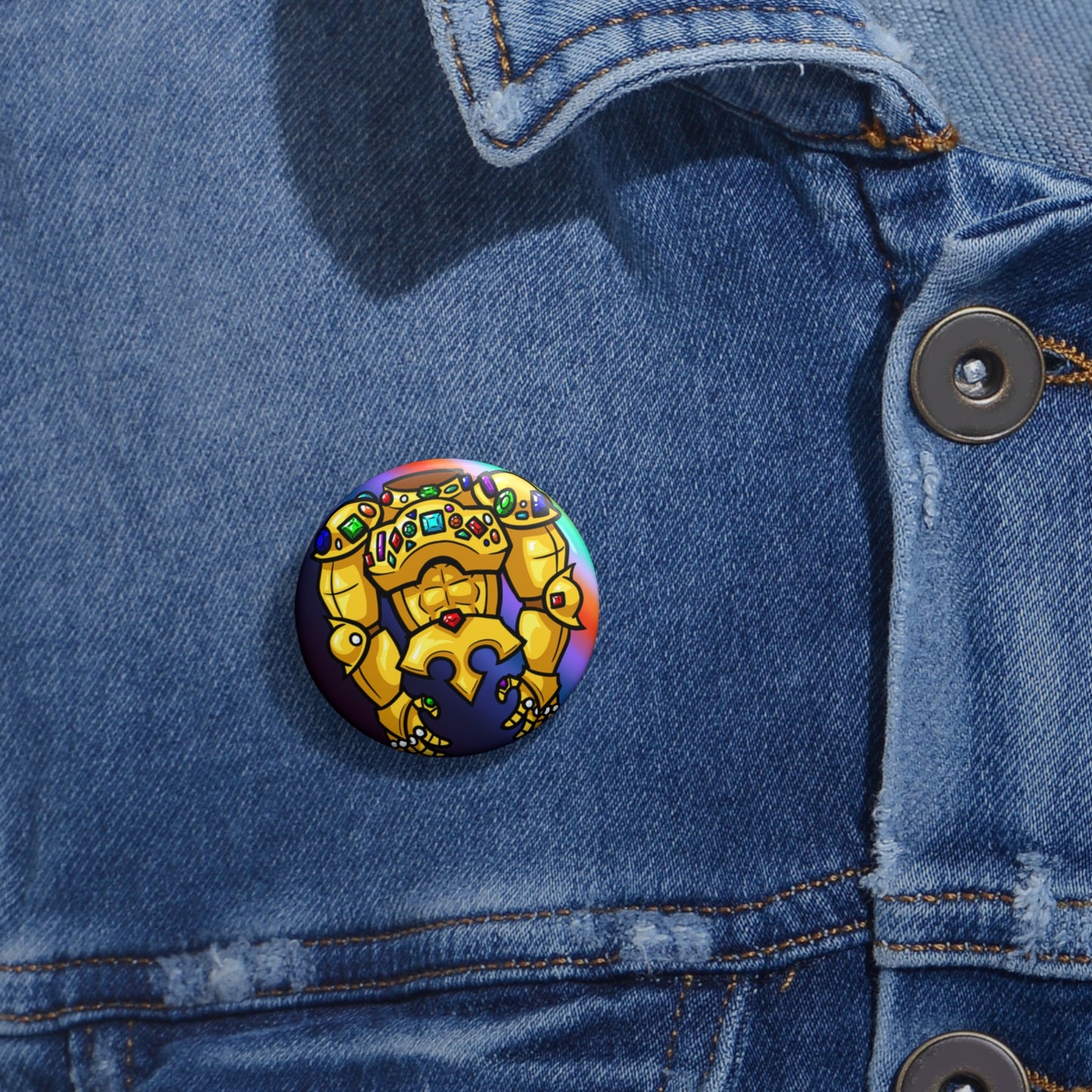 Gilded Mail of Greed Pin Button