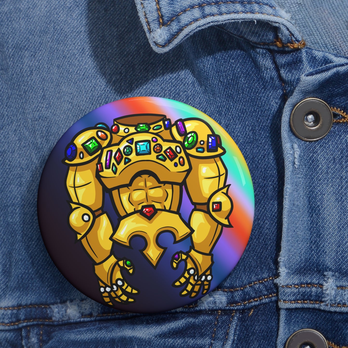Gilded Mail of Greed Pin Button