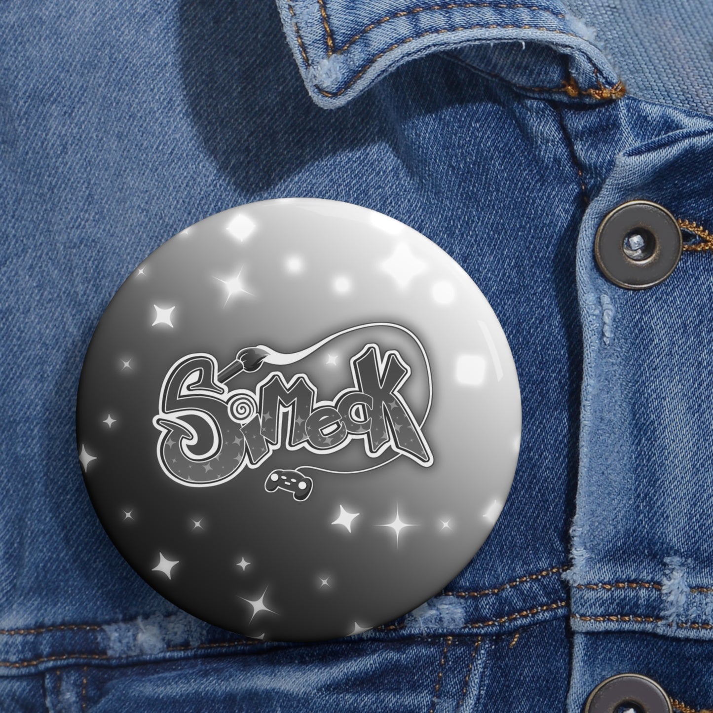 Simeck Black & White Pin Button