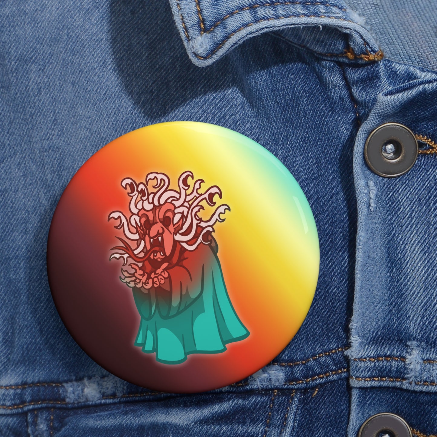 Demonic Beggar Pin Button