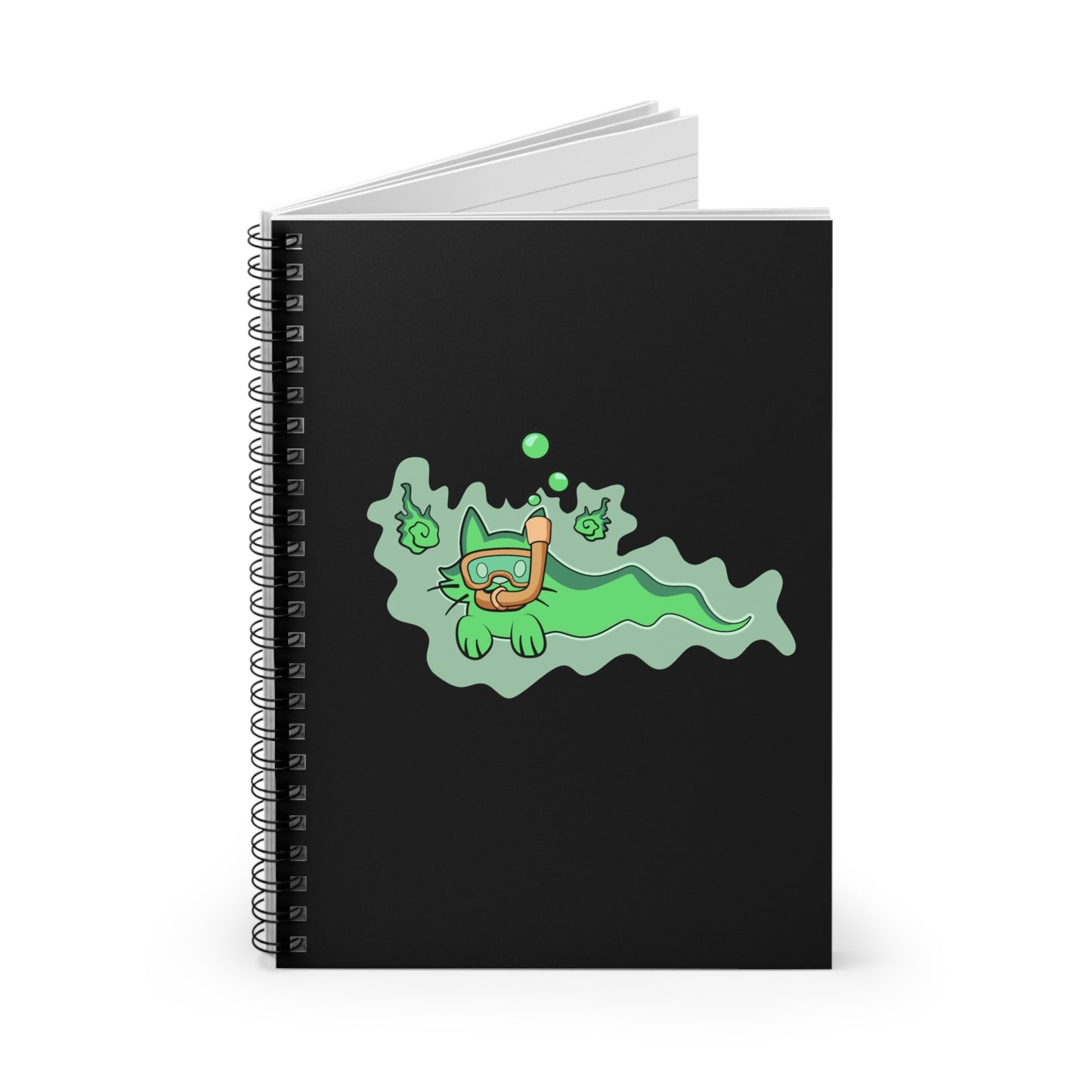 Monster Mall Ghost Kitty Spiral Notebook - Black